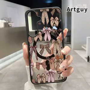 Compatible with Samsung Galaxy S24 Plus S25 S23 FE S22 Ultra S22+ Magnetic Phone Case Pretty Bows Acrylic Back Matte TPU Edges Bumper Sockproof Cover for Girl