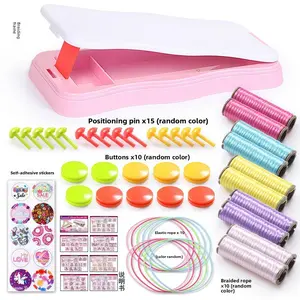 Bestie Bracelet Maker Kit Hand-woven Set for DIY Gifts with 15 Positioning Pins 10 Buttons & 10 Elastic Ropes Perfect for Besties Parent-Kid Bonding