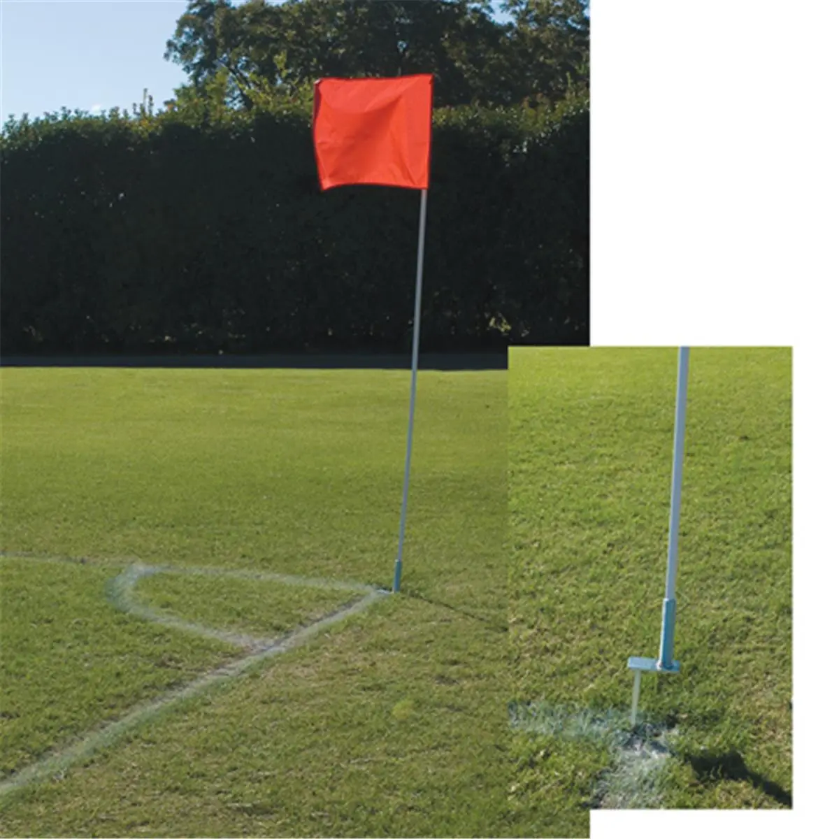 Alumagoal Soccer Flags Set of 4 - 60" Height Flexible PVC Poles with Integrated Stand, Steel Spring Base & Ground Stakes for Sports Field Training