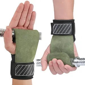 Wrist Straps for Weightlifting, Workout Wrist Wraps with Dual-Layer Oxford Leather, Enhanced Grip for Optimal Hand and Wrist Protection, Gym Lifting Straps for Deadlift and Powerlifting Green