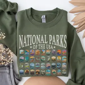 National Parks US Graphic Sweatshirt, National Park Camping Trip Nature Lover Hiking Pullover Hoodie For Men & Women