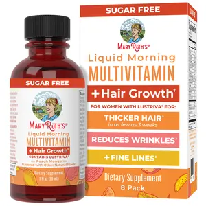 MaryRuth's Travel Pack Liquid Multivitamin +  Hair Growth With Clinically Tested Lustriva - Thicker Hair - Reduce Wrinkles & Fine Lines - 1 Fl Oz