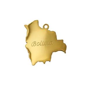 Bolivia Shaped Charm Pendant Bracelet, Necklace, or Earrings, Country Charm, Travel Charm