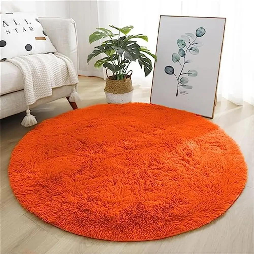 1 Piece Solid Round Durable Soft Carpet, Non-slip Floor Mat, Decorative Rug for Living Room Bedroom