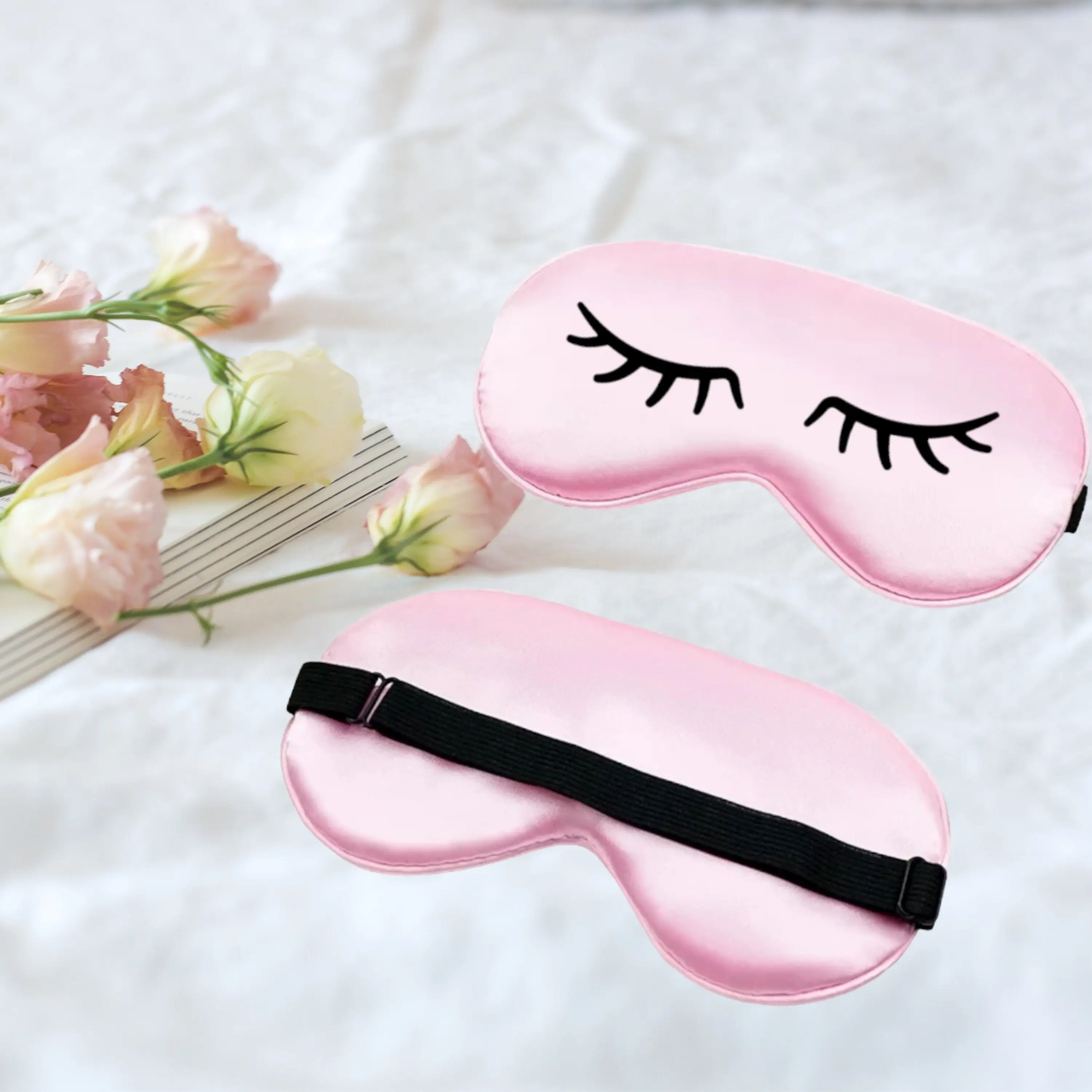 Personalized, adjustable strap, satin eye mask for pamper parties and spa days