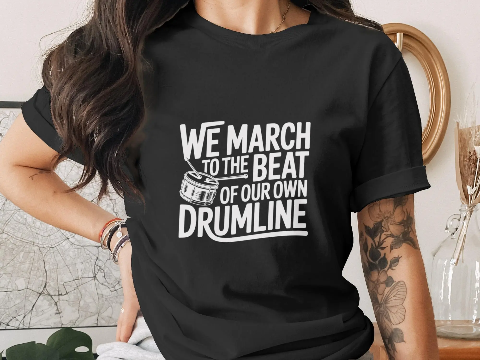 Women's Comfortable Short-Sleeve Graphic Tee, Own Beat Drumline Fit T-Shirt for Gifting