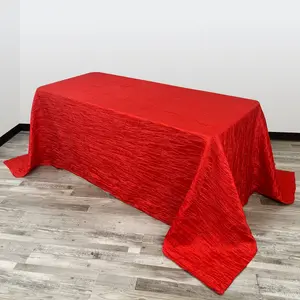 90 x 132 inch Crinkle Taffeta Rectangular Tablecloth Red