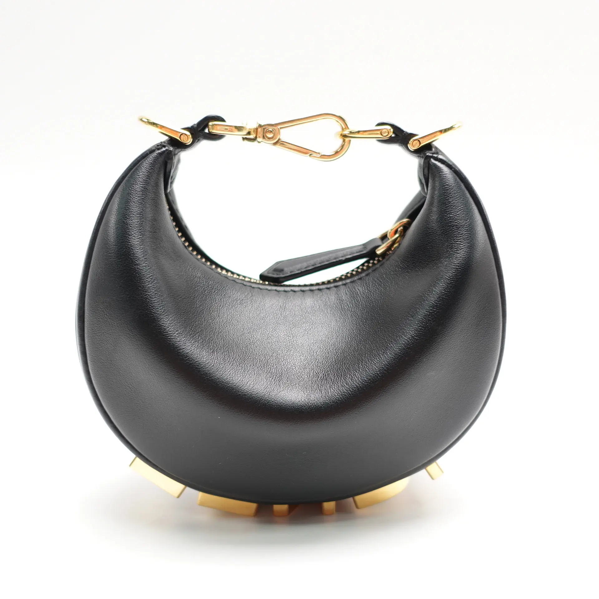 Pre-owned FENDI Calfskin Leather Mini Bags Fendigraphy Mini Black HandBag T10446460
