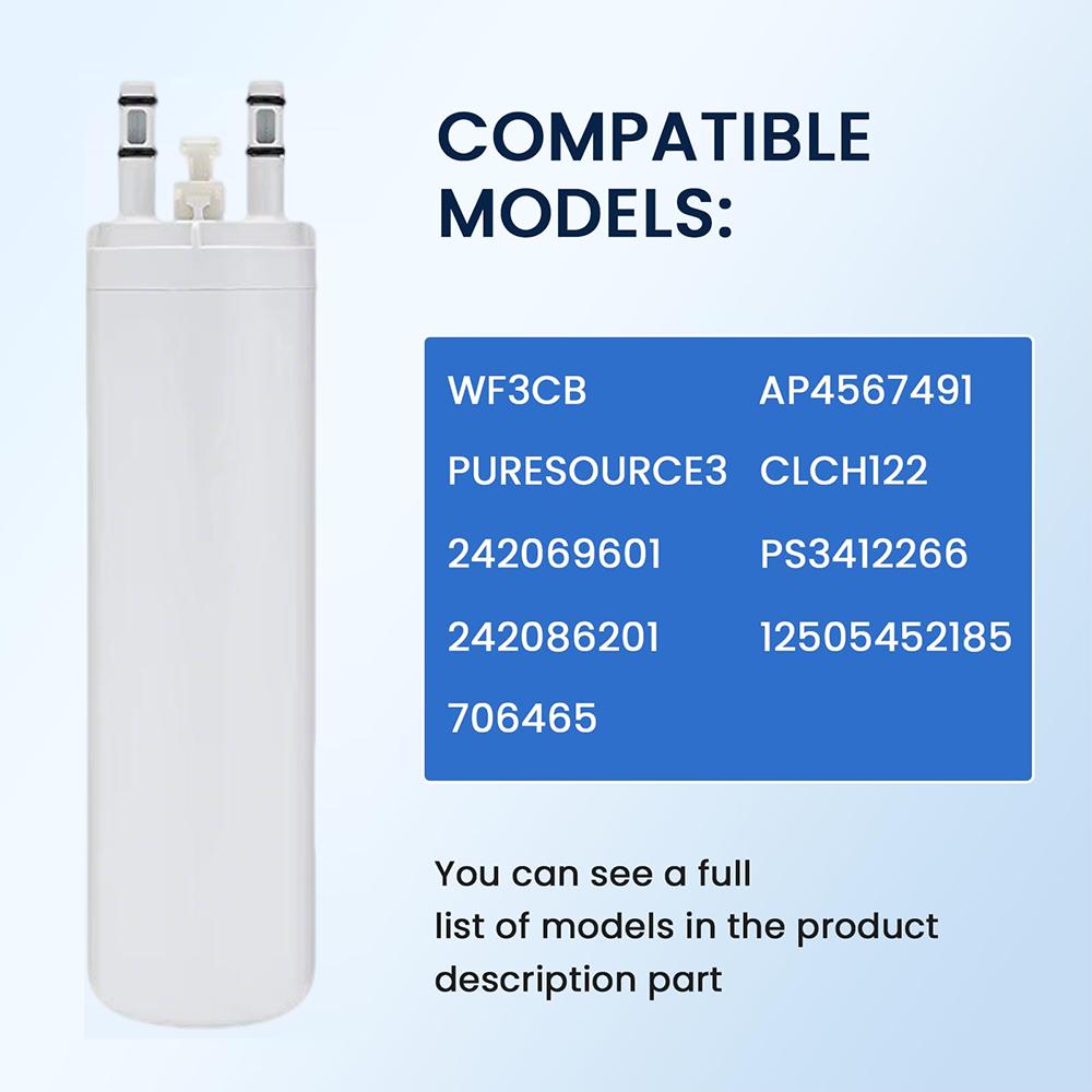 WF3CB Refrigerator Water Filter Replacement for PureSource 3, 706465, WF425, PS3412266, AP4567491, 242017800 Refrigerator Water Filter
