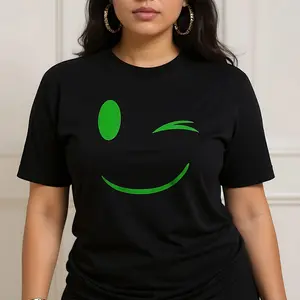 Casual Short Sleeve Round Neck Top with Random Print | Machine Washable Spring Summer Fall Fashion Tee, Casual Wear, Playful Design, Comfortable Fabric, Graphic Tee, Relaxed Fit Clothing