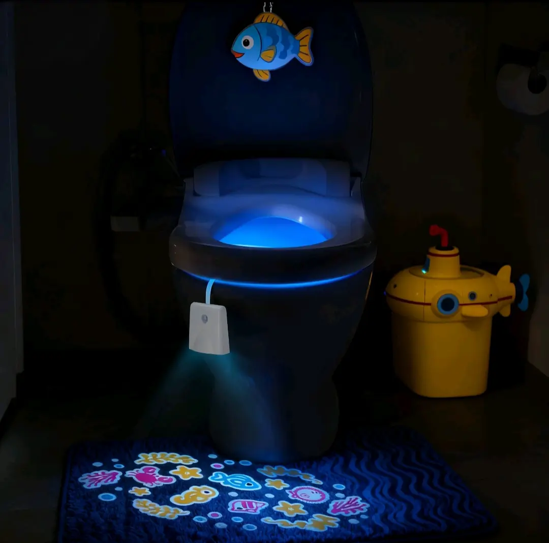 Toilet Bowl Projection Light Motion Sensor, LED Color Changing Bathroom Night Light, USB Rechargeable Waterproof Toilet Light