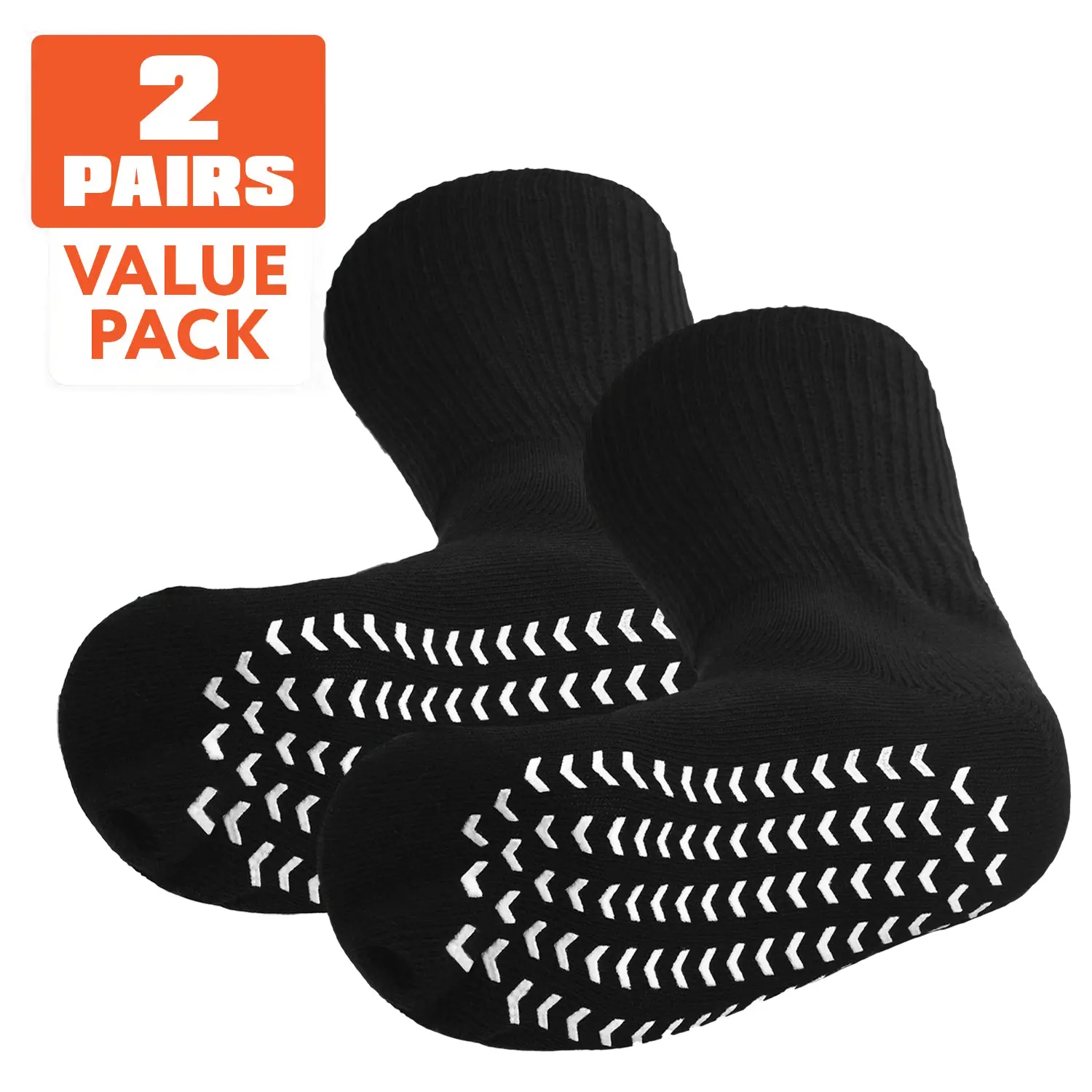 2-Pair Pack Extra Wide Non-Slip Neuropathy long Socks – Designed for Swollen Feet, Diabetic Patients, and Hospital Use – Unisex Breathable & Comfortable Style Seamless Men's Cotton Fabric knit ultra comfy daily life honey packet grippy Lightweight Basic