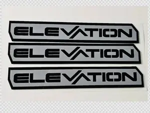 GMC Elevation Multi Color Emblem Set of 3 High Gloss Black Outline with Multiple Color Choices for Center Section and TXT Pre Applied 3M VHB OEM Adhesive
