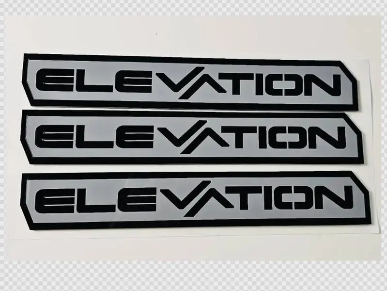 GMC Elevation Multi Color Emblem Set of 3 High Gloss Black Outline with Multiple Color Choices for Center Section and TXT Pre Applied 3M VHB OEM Adhesive