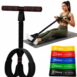 Pedal Resistance Bands with Handles, 2026 Upgrade Women Exercise Bands for Full Body Training, Core, ABS, Legs, Glutes, Arms, Pilates, Physical Therapy, Strength, Sit Up Equipment for Home Workout