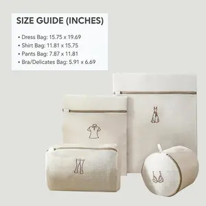 Ravel & Home Organizer 4PCS Fine Mesh Laundry Bag Set with Icon Tags Durable Zipper Closure for Clothing Stora Large Reusable Mesh Laundry Bagsge Reusable Mesh Bags for Dress Shirt Pants Bra Delicates