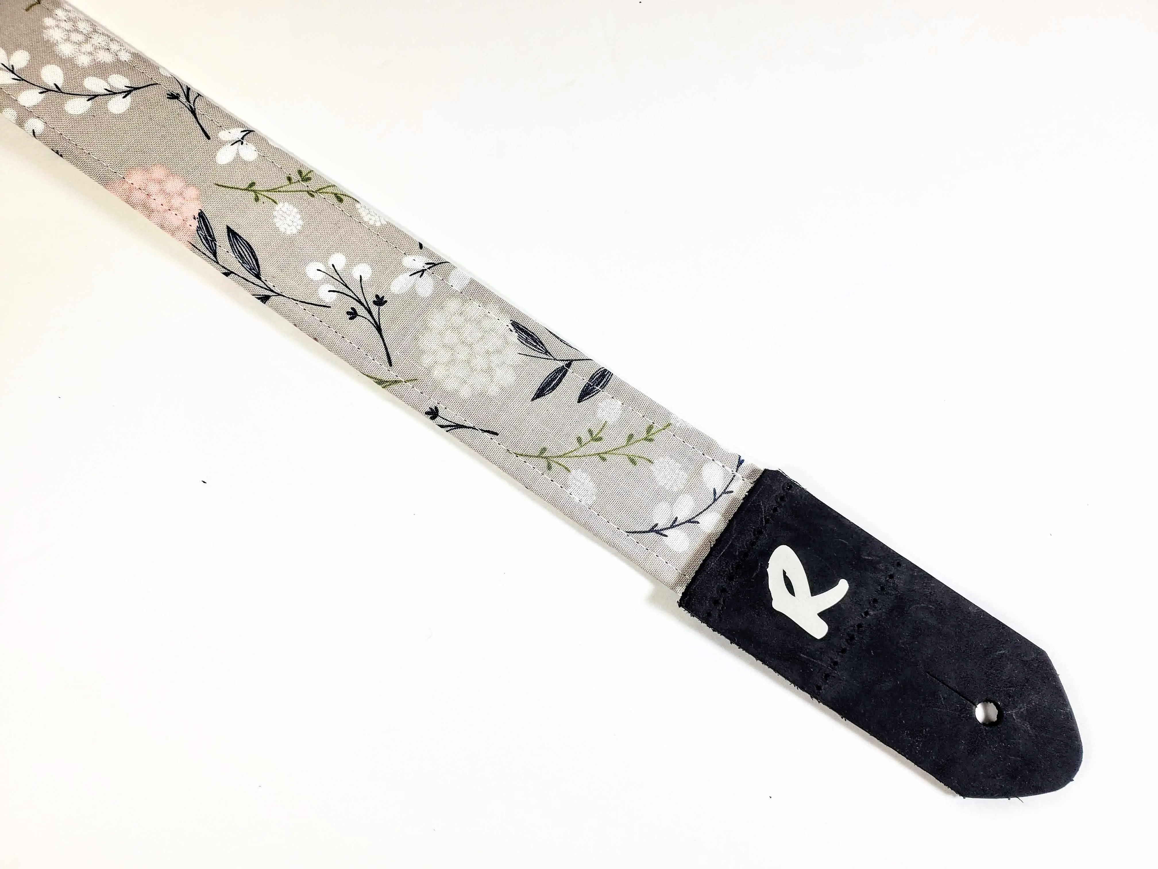 Grey Dandy Lion Ukulele Strap -Grey and Pink-Handmade - Double Padded-