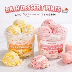 SkinSummers Bubble Sundae Pints | Solid Bubble Bath Scoops | Foaming Bath Treat | Luxury Bath Dessert
