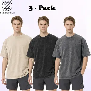 Oversized Cotton T-Shirt 3-Pack Bundle for Men – Heavyweight Baggy Relaxed Fit Streetwear Casual Tees Soft Breathable Comfortable Everyday Wear Essential