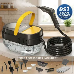 All-Purpose Portable Steam Mop Cleaner with 3-Stage Adjustable Handle, Rapid Heat Technology, 1.7 Qt Large Water Tank & 15-Piece Accessory Kit, Perfect for Floors, Tile, Grout, Kitchen, Bathroom, Car Interior and Stubborn Dirt & Grease Removal