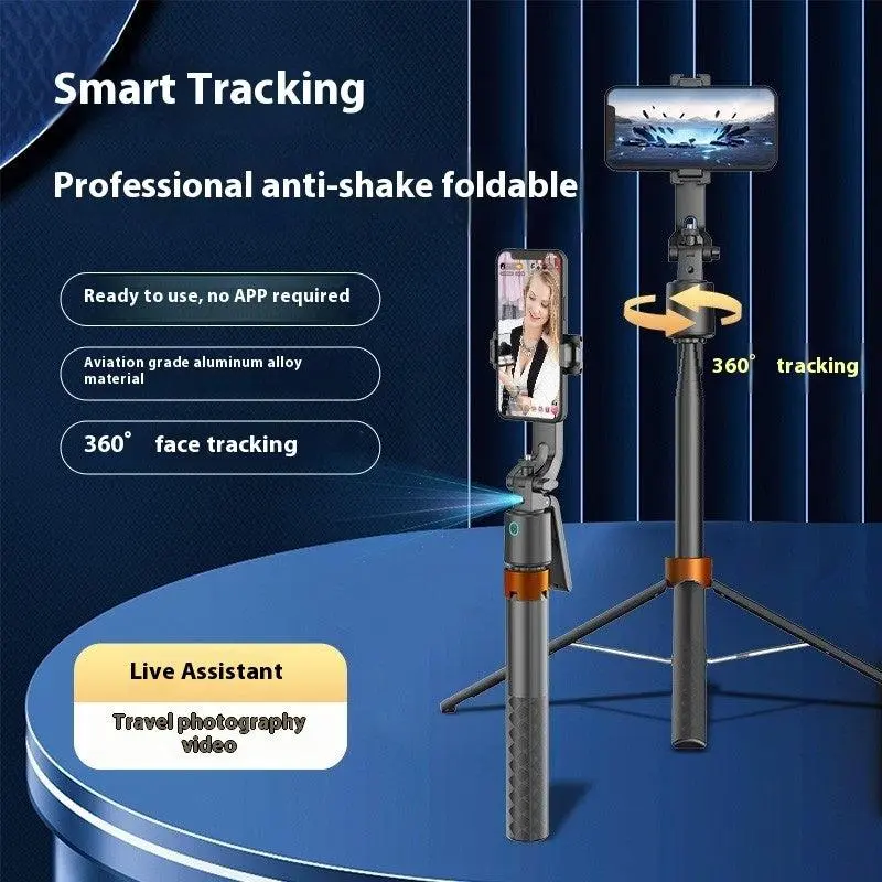 360-Degree AI Face Tracking Tripod - Adjustable Bluetooth Selfie Stick with Remote Control, Hands-Free Auto Follow, Camera Recording, Portable Phone Stand & Auxiliary Cable (Mobile Phone Accessory)