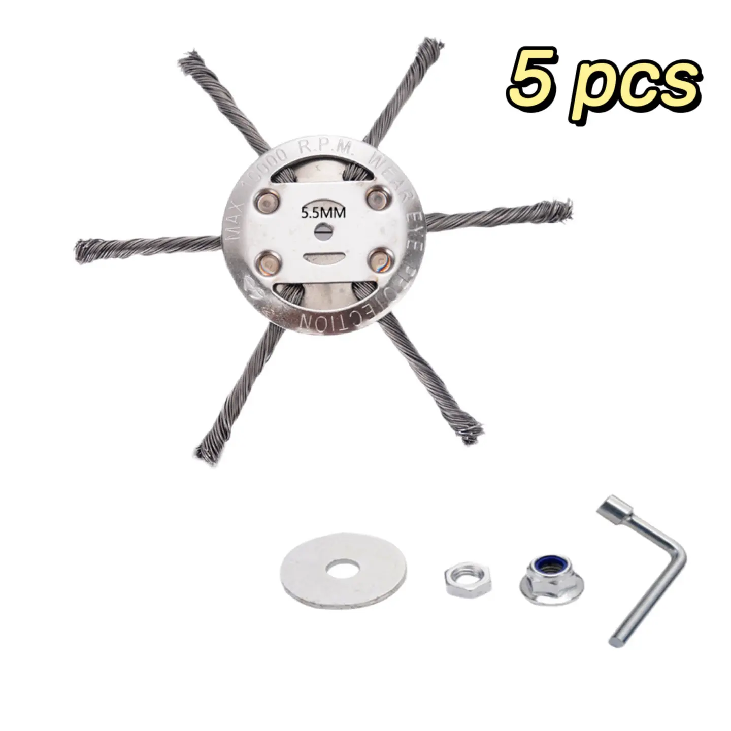 【Buy 1 Get 4】Heavy-Duty Steel Wire Trimmer Heads, Durable Weed Wacker Replacement Heads, Versatile Compatibility Brush Cutter Attachment for Electric & Cordless String Trimmers, Cost-Effective Solution for Homeowners’ Grass Cutting & Rust Removal