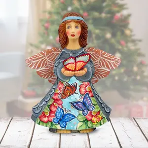 G.DeBrekht 516659 Traditional Handcrafted Butterfly Angel Christmas Figurine, 6x5 in, Festive Tree Ornament, Holiday Gift, Ornaments