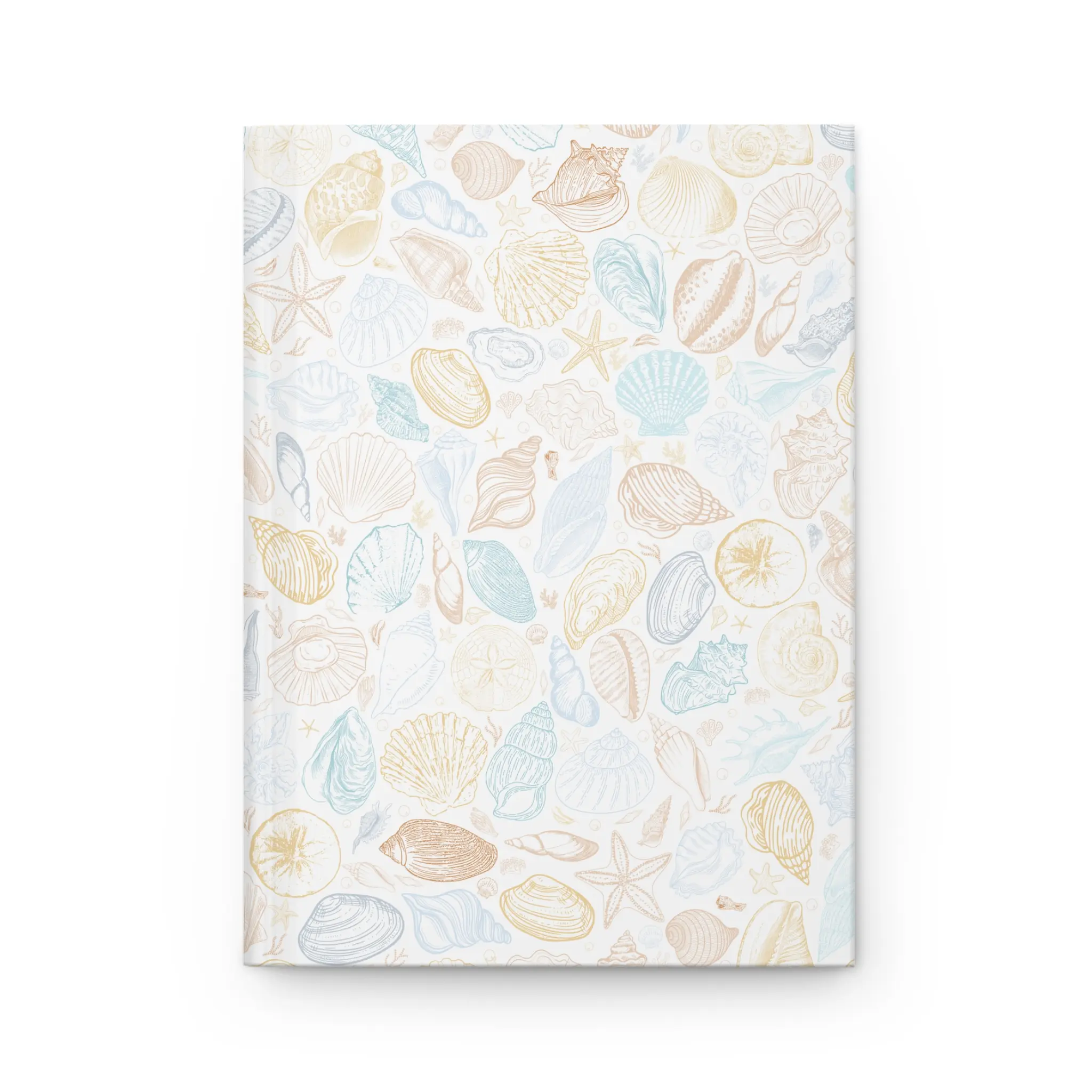 Coastal Boho Blue Beachy Journal, Seashell Ocean Theme Notebook, Ocean Beach Lover Gifts, Blank Hardcover Journal shells