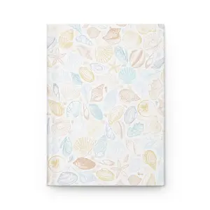 Coastal Boho Blue Beachy Journal, Seashell Ocean Theme Notebook, Ocean Beach Lover Gifts, Blank Hardcover Journal shells