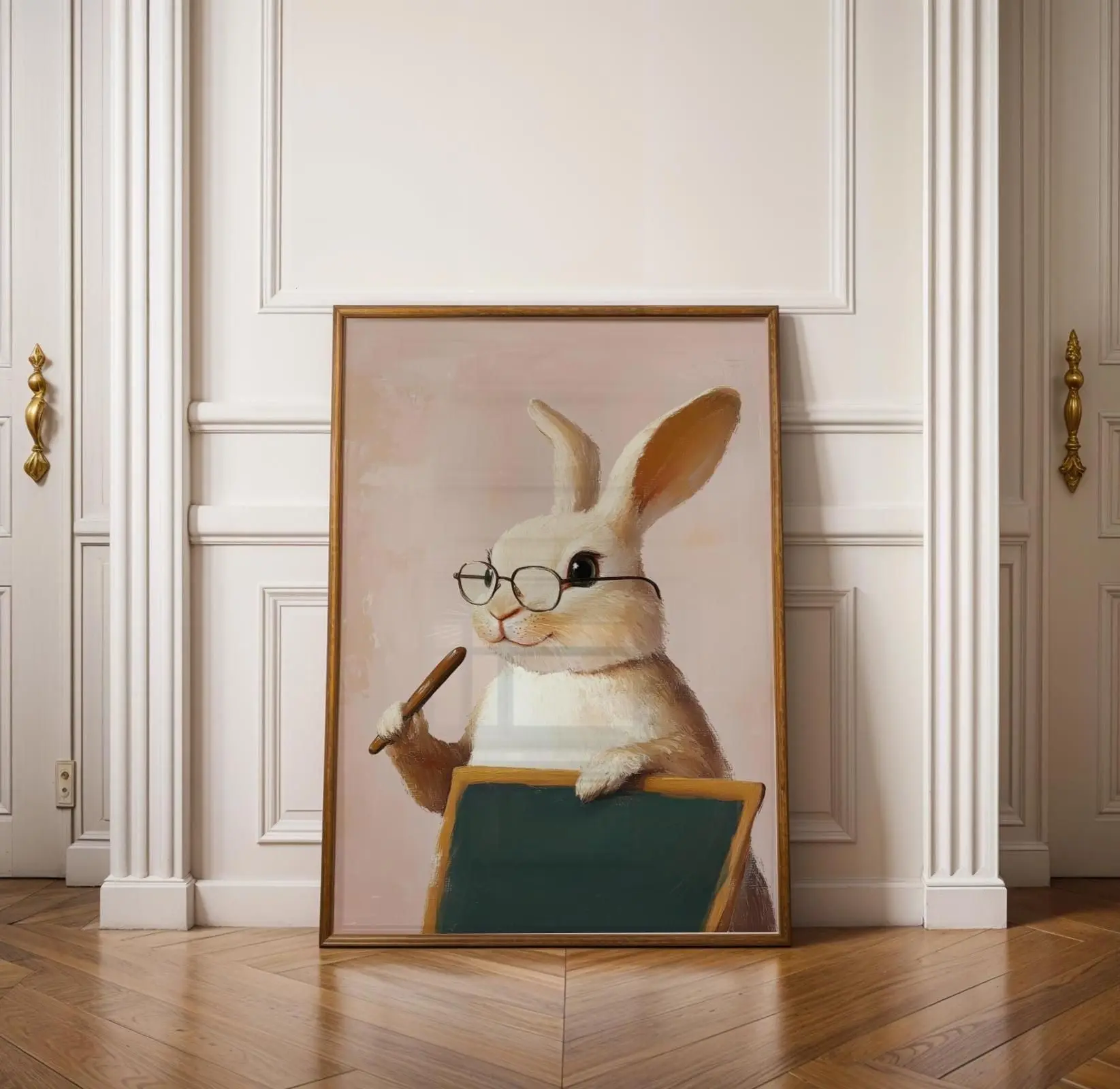 Cute Bunny Wall Art, Bunny Nursery Decor, Bunny Teacher Print, Whimsical Bunny Wall Decor, Retro Bunny Print, Cute Bunny Poster