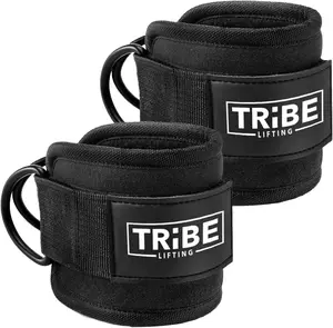Heavy Duty Ankle Straps - Padded Ankle Straps for Cable Machines with Neoprene Padding and D-Ring Attachments - Adjustable Ankle Cuffs for Leg Workouts and Gym Equipment