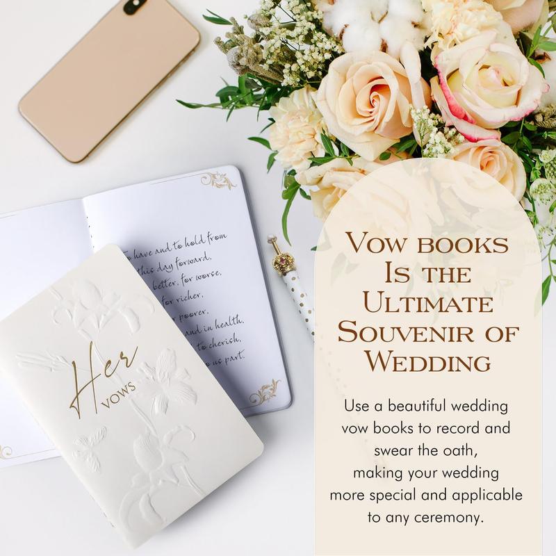 Vow Books,for Wedding Vow Books Wedding  for Bride and Groom Vows Book his and Hers with 28 Pages-5.5 * 3.5 in Wedding Notebook with Gilded Font Set of 2 (White and Black)