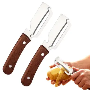 Multi-Functional Vegetable Peeler for Kitchen,2 in 1 Stainless Steel Vegetable Peeler with Wooden Handle and Bottle Opener, Kitchen Tool for Vegetables or Fruits that Need to Be Peeled