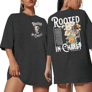 Christian Shirt Women Jesus Tshirt Rooted in Christ Graphics Tees, Bible Verse Shirt, Religious Gift For Women, Womenswear Cotton Top