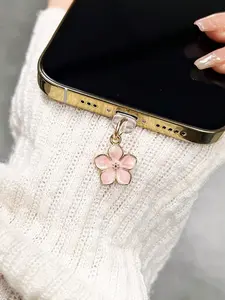 Cute Multicolor Floral Phone Charging Port Dust Plug, Phone Charm, Compatible with iOS Type-C Android, Casual Style, All Seasons Use