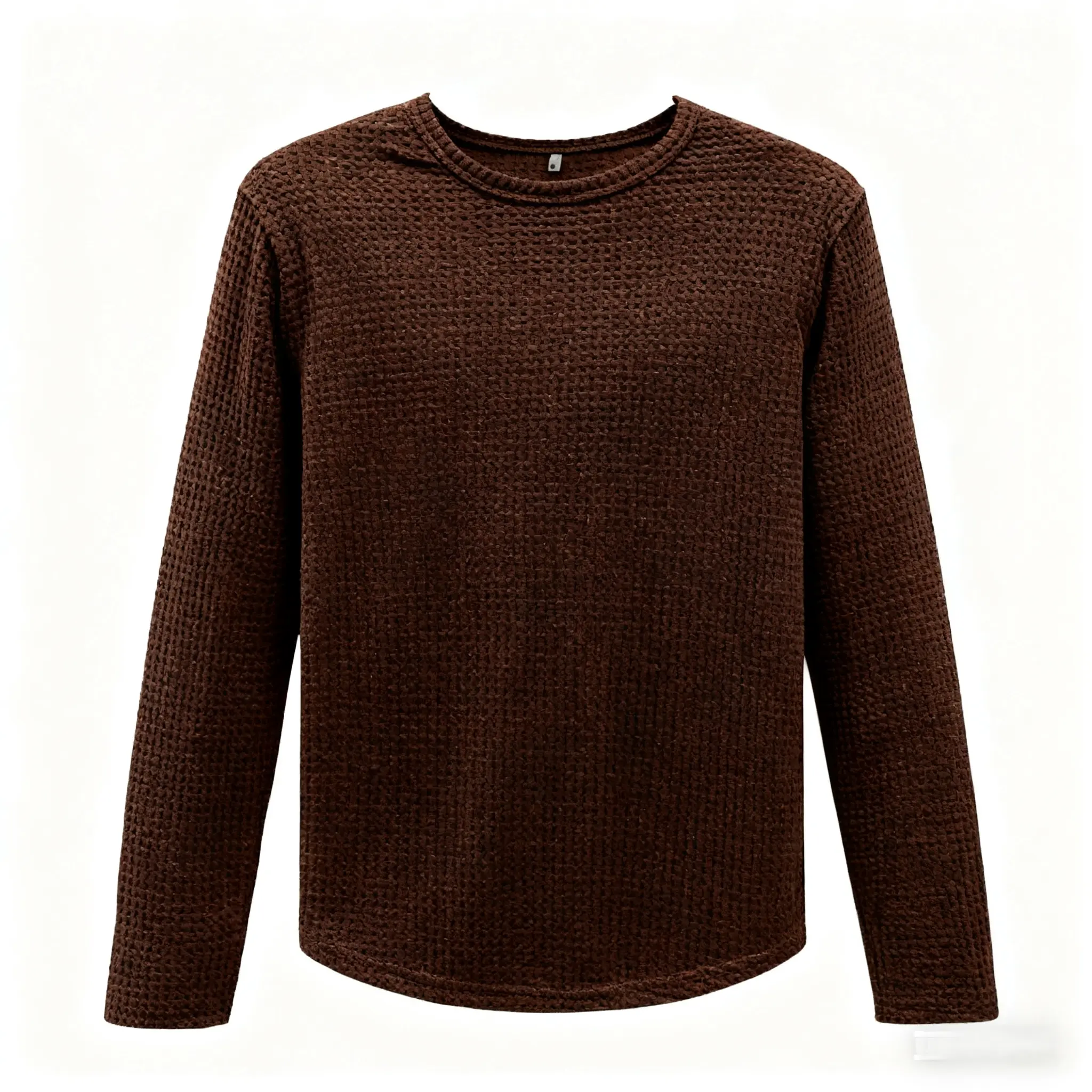 Men's Olive Green Long Sleeve Crew Neck Sweater - Casual Skinny Fit High-Quality Knit Pullover with Ribbed Texture All-Season Wear Menswear Sweater cardigan sweater