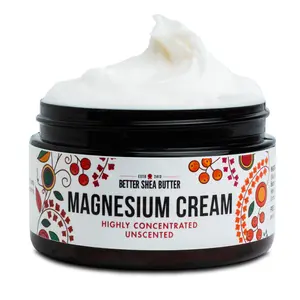 Magnesium Cream for Better Sleep - Relieves Tension and Sore Muscles - Unscented for Sensitive Skin Made with Raw Shea Butter and Mango Butter, Moisturizing Night Lotion
