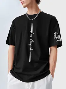 Men's Los Angeles Print Round Neck Graphic Tee, Regular Fit Casual Street Short Sleeve T-shirt for Summer, Men's Top for Daily Wear
