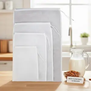 Ultra-Fine Reusable Filter Bags 100 200 300 Mesh, Heat-Resistant & Anti-Mold, for Home Brewing Beer, Nut Milk, Juice, Coffee Grounds, Tea Leaves, Multi-Size Fit Fermenter Buckets, Durable Easy-Clean Mesh Bags