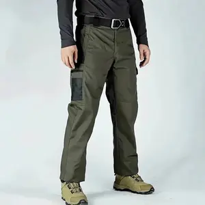Men’s five-color tactical cargo pants—waterproof, tear-resistant, multi-pocket, reinforced knees; suitable for outdoor hiking, camping, work, casual streetwear; all-season men’s long pants for everyday wear.