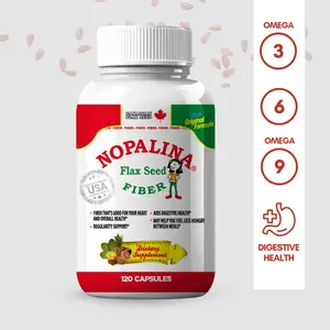 Nopalina Flax Seed Fiber - Gut Health, Digestion & Colon Support - 120 Capsules - Fitness Edible