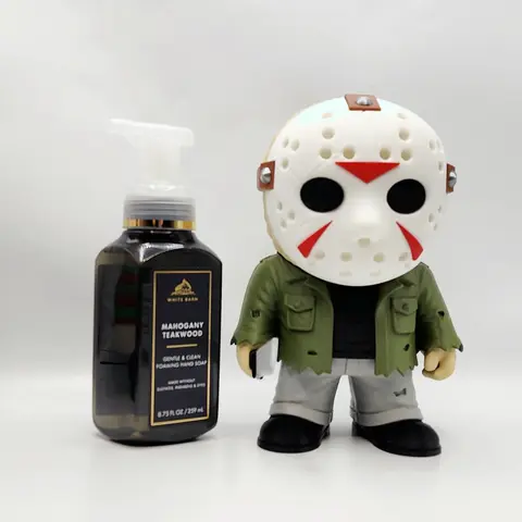 Camp Slasher Mask Figurine Foaming Soap Dispenser Holder | Spooky Lake Killer Bathroom Decor | Fits BBW Foaming Hand Soap Bottles (8.75 oz)