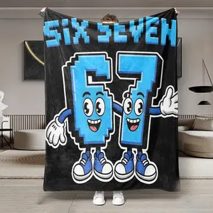 Soft Flannel Blanket, Cartoon Pixel Design, Warm & Lightweight, Perfect for Bedroom, Office, Camping, Travel, All Seasons Use