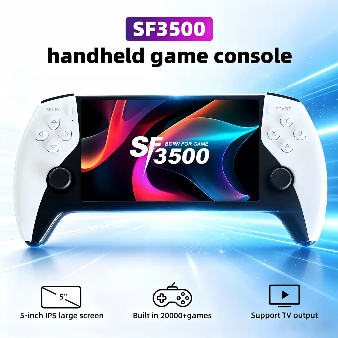 SF3500 Retro Portable Handheld Game Device - 5.1 in HD IPS Screen, 14+ Arcade Emulators, Classic Games, Cable & Wireless TV Connection Support, Ideal Holiday/Birthday Gift for Kids