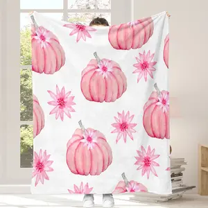 Ultra-Soft Pumpkin Pattern Flannel Blanket, Perfect Gift for Home Decor, Bedroom & Living Room Use, Ideal Thanksgiving Present