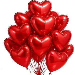 18 Inch Red Heart Mylar Balloons, 10 count Big Foil Balloons for Wedding  Shower Valentine's Day Party Decorations