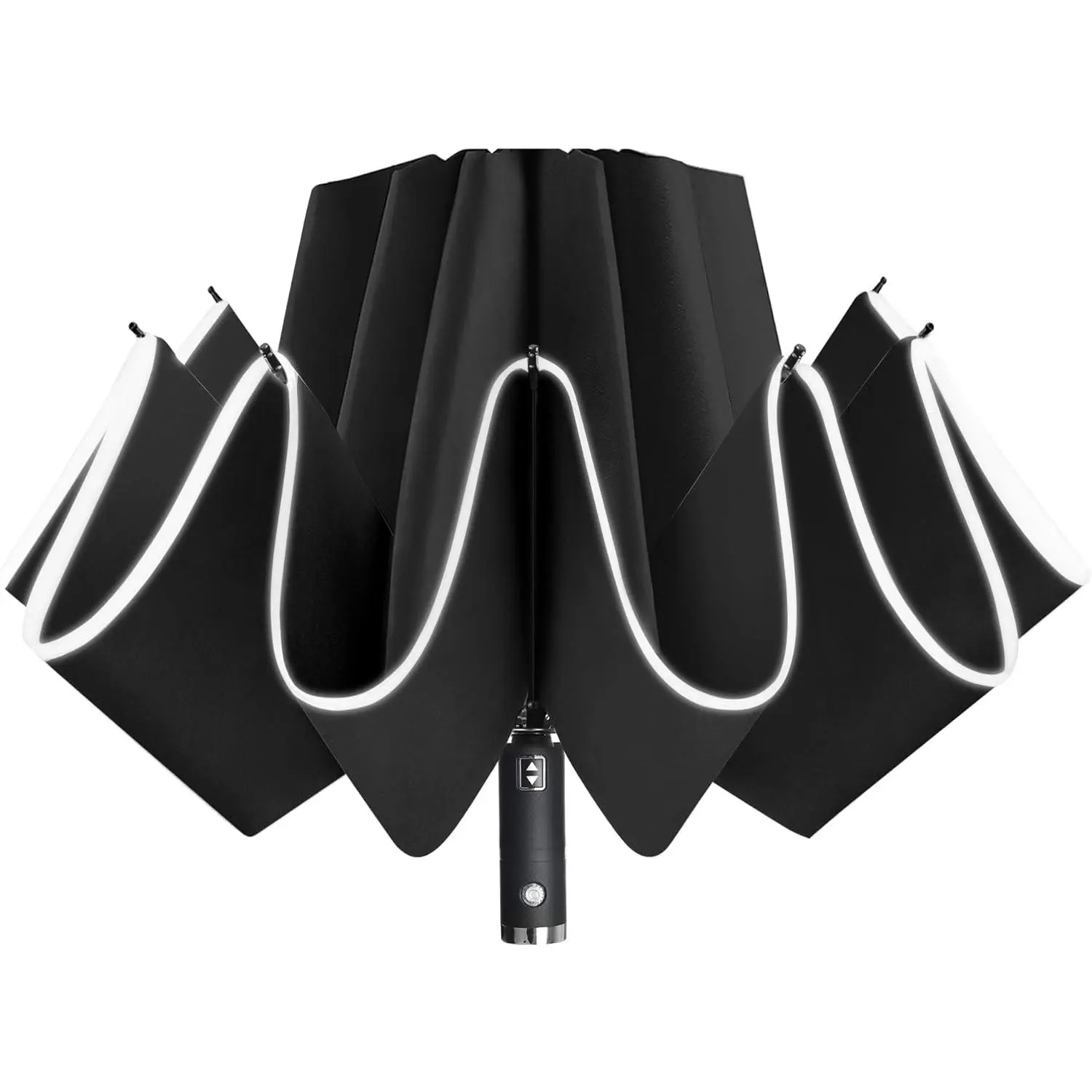 Folding Reverse LED Umbrella - Compact Inverted Umbrella Led Reflective Windproof Automatic Travel Umbrella - 42inch Upside Down Lightweight Umbrella/ 62inch Big Golf Umbrella Heavy Duty