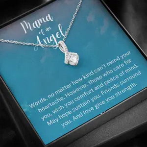 Petit Ribbon Necklace, Mama Of An Angel, Child Loss Gift, Condolence Gift, Baby Loss Gift, Miscarriage Gift, Loss Of Baby, Sympathy Gift,