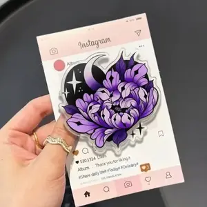 Magic Night Flower with MagSafe Phone Grip, Horror Aesthetic Magnetic Phone Holder, Kawaii Scary Fan Gift , Kindle Accessories sticky Baby mount Library Card Flower-Shaped Multi-Functional Stand Universal Car Double-Sided Octo Adjustable Portable