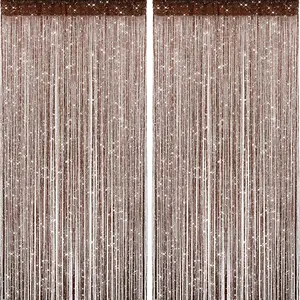2 count Brown Glitter String Curtains, 39x79 Inch Doorway Beads Curtains, String Curtain for Doorway, Room, Closet Partition, Windows Wedding Party Boho Tassel  Decoration